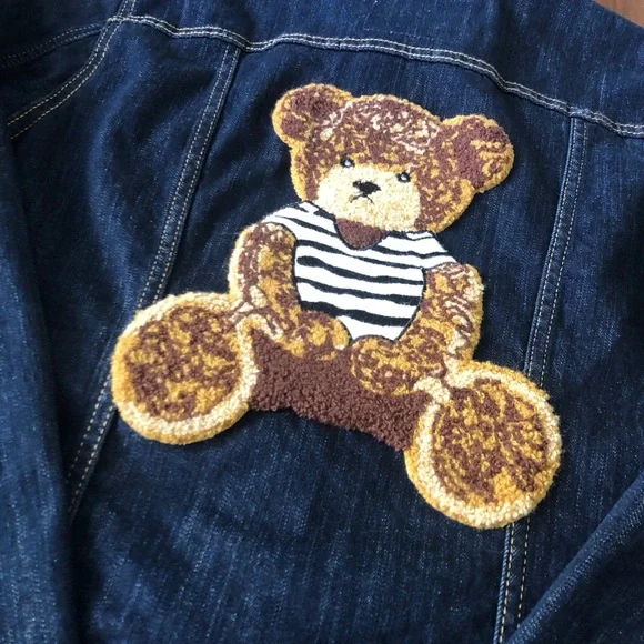 Levi’s Denim Jacket ✨ Unique Hand-Stitched Teddy Patch ✨ Youth XL / Adult M - Picture 5 of 14